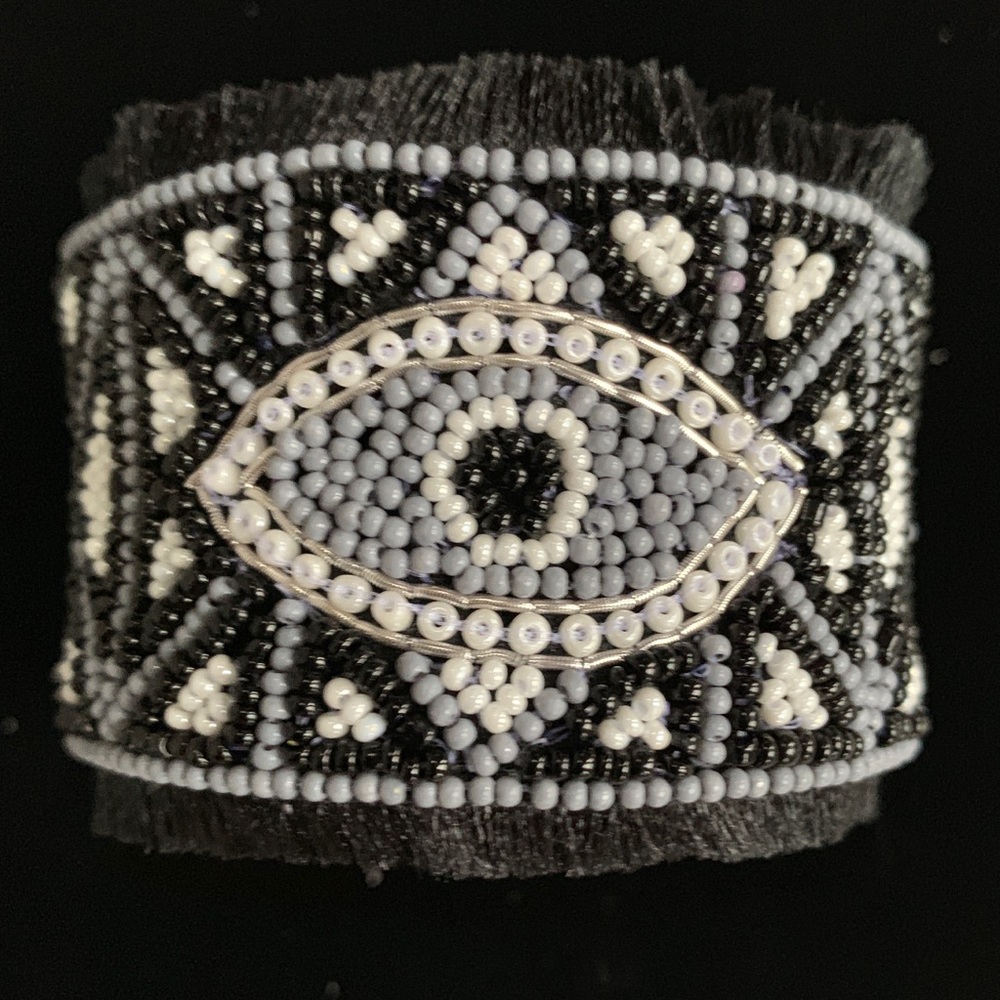 UNIQUE Beaded Greek Evil Eye Cuff Bracelet